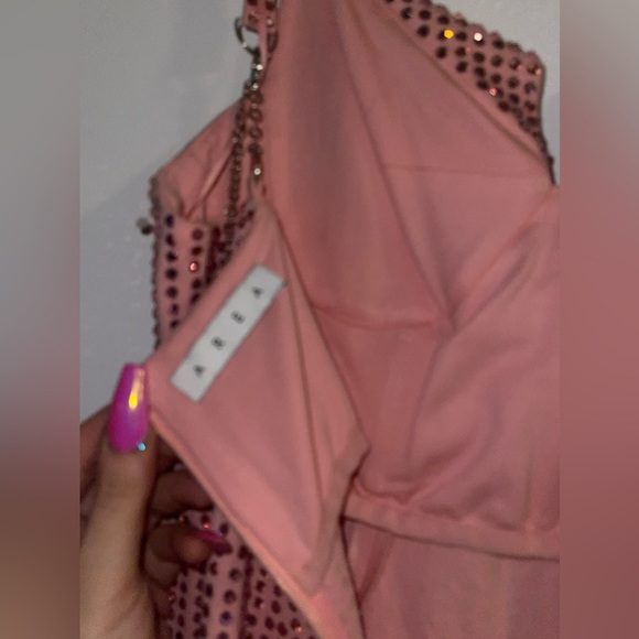 AREA PINK CRYSTAL EMBELLISHED GOWN DRESS - Picture 7 of 10